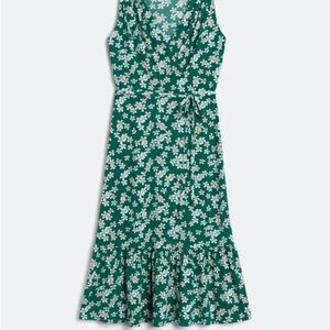 Kaileigh Green and White Ruffled Wrap Maidi Dress